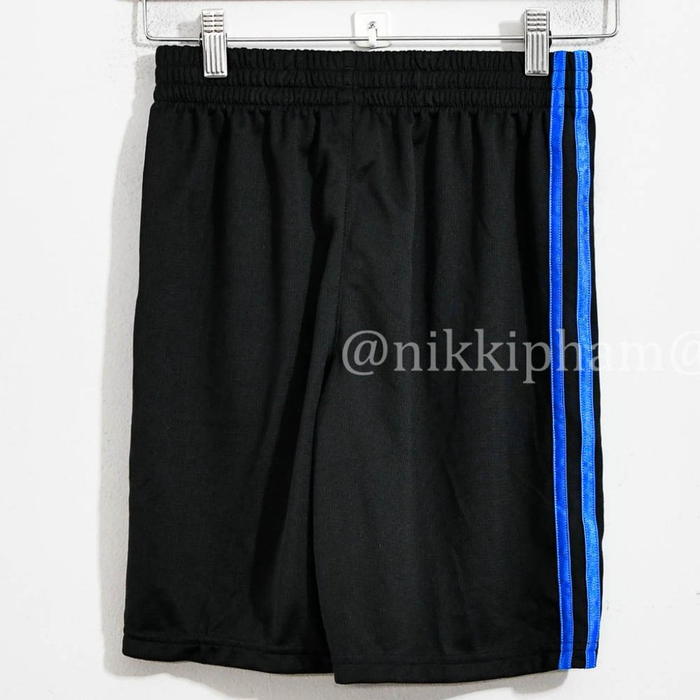 Brand new adidas Youth  active shorts in black ( no tag)/ blue - Picture 7 of 7